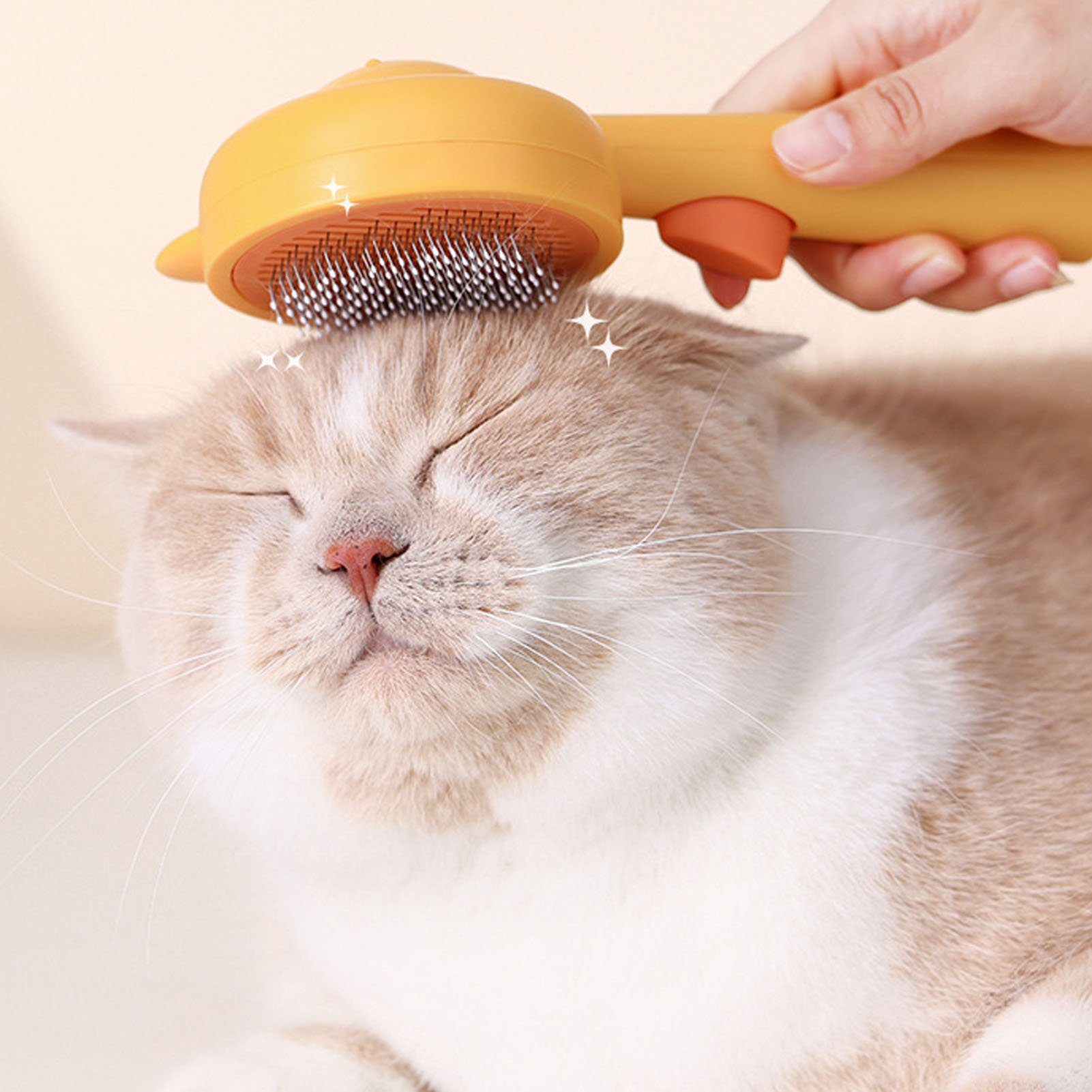 Pet Grooming Brush Efficient Hair Removal Cartoon Pet Cleaning Slicker Brush With Base For Dogs Cats