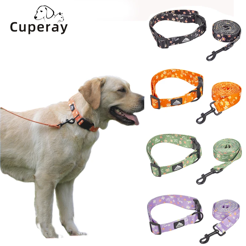 Printed Dog Collar Adjustable Nylon Pet Collar and Leashes Set Pet Supplies Medium,Small Dog Collars for Dog Walking & Training