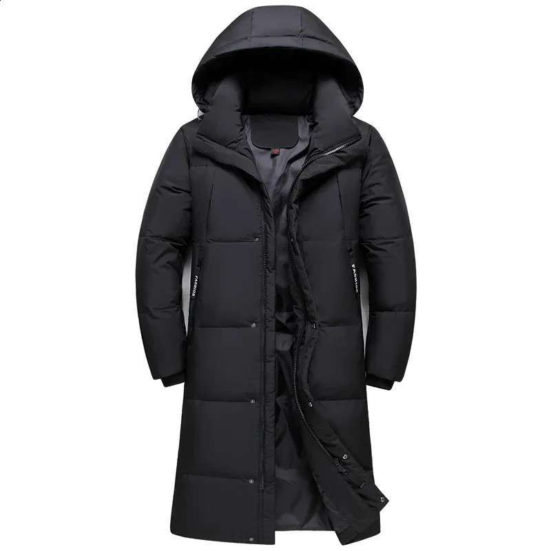 winter down jacket mens coat fashionable thick style warm 90% white duck down jacket mens hooded black long park 240913