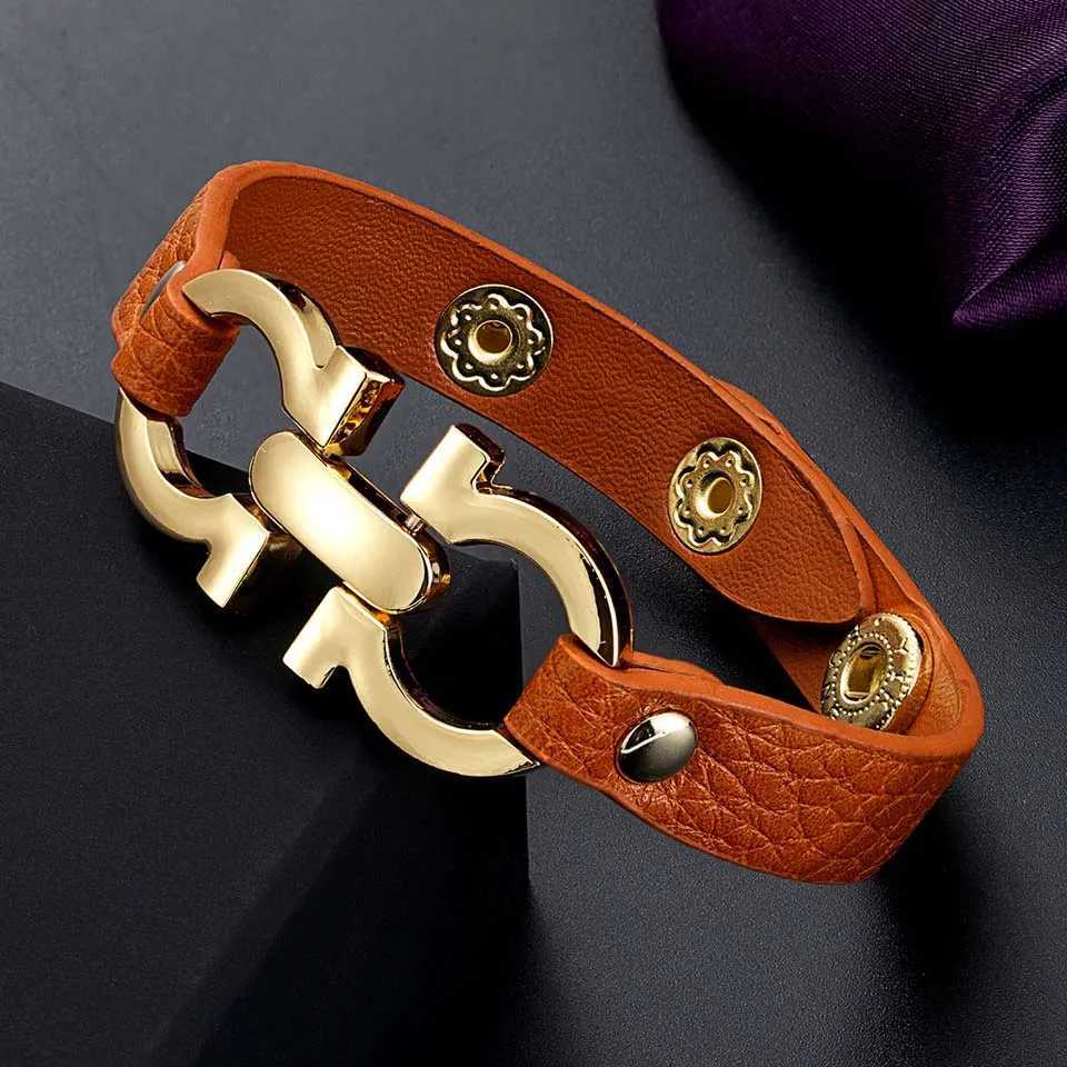 Charm Bracelets Zlxgirl Fashoin Pu Leather Fashion Bracelet Female Couple Engagement Dubai Gold Bracelet Bijoux Best Couple Gift Accessories J240914