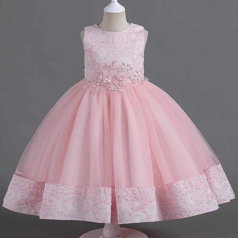 Girl Dress Fluffy Yarn Princess Dress Three Piece Set High end Long Sleeve Birthday Wedding Dress 240913