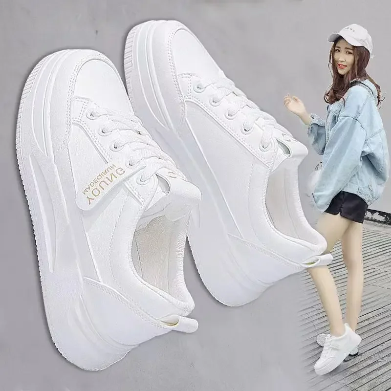 2023 Women's Vulcanize Shoes Lace-up White Sneakers Fashion Running Comfortable Casual Female 8e12