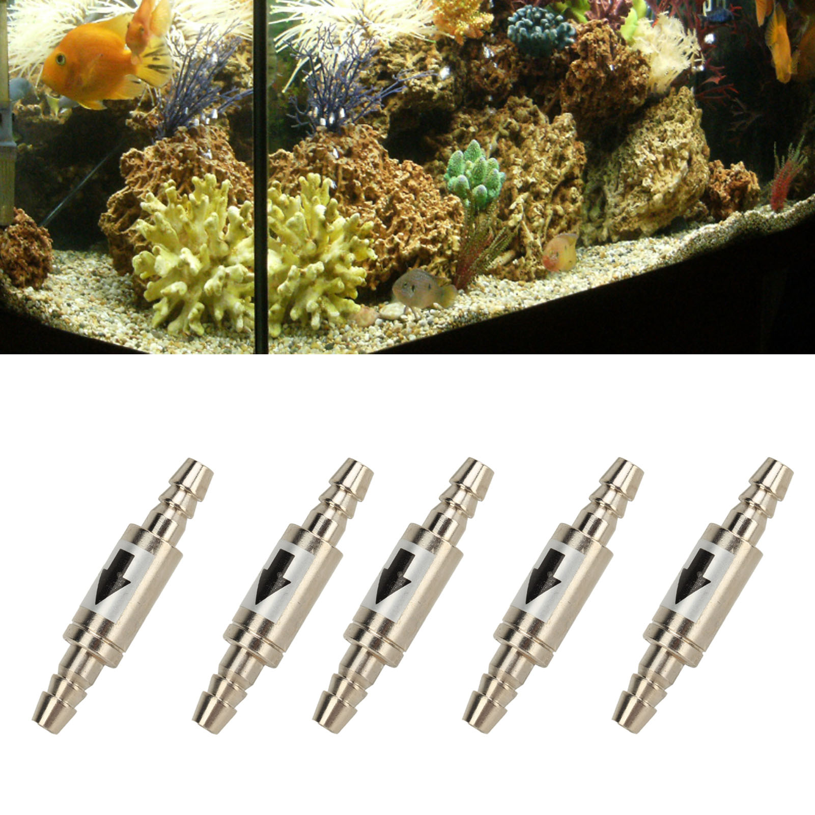 Stainless Steel CO2 Check Valve, 1 Way, Fish Tank, Aquarium Zone Generators, 5Pcs