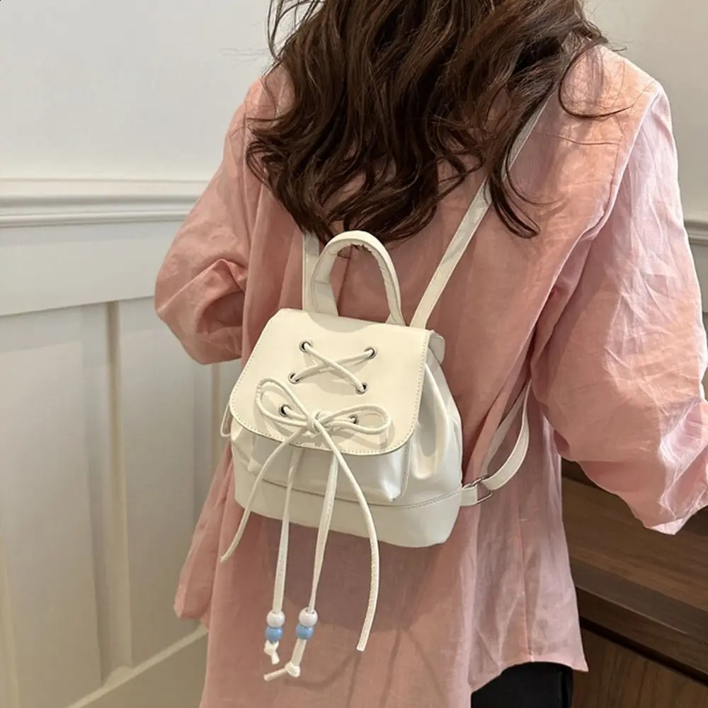 Creative Tie Bow Backpack Cute Large Capacity Ballet Style Shoulder Bag Korean Y2k School Backpack Outdoor 240912