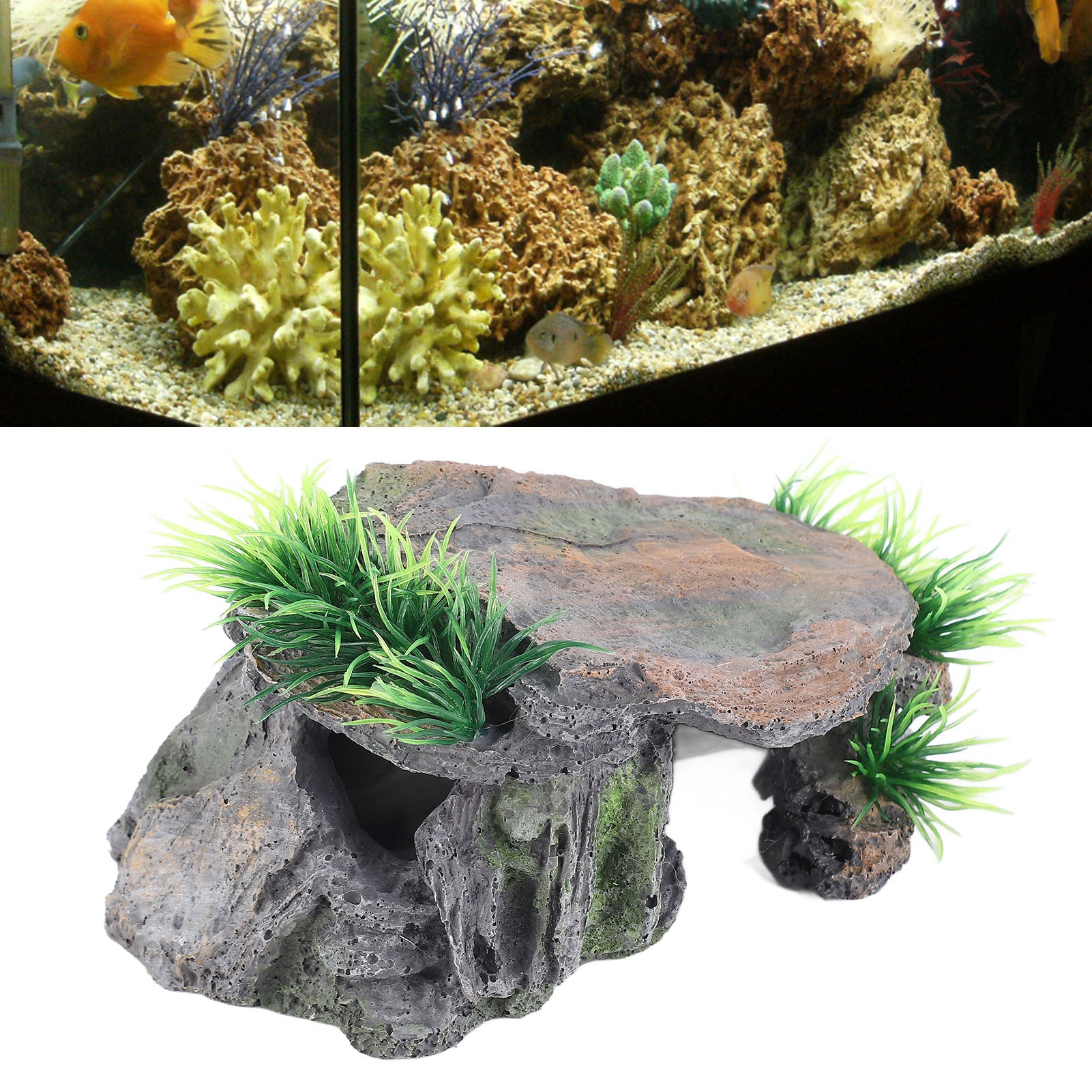 Fish Hiding Cave Resin Fadeless Vivid Comfortable Fish Tank Shelter Decoration For Reptile