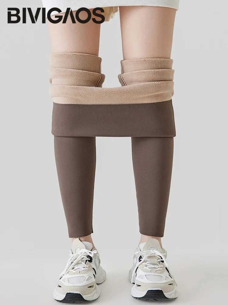 BIVIGAOS New Autumn Winter Alpaca Velvet Shark Leggings Women Thick Warm Leggings High Waist Seamless Slim-Fit Thermal PantsX240914