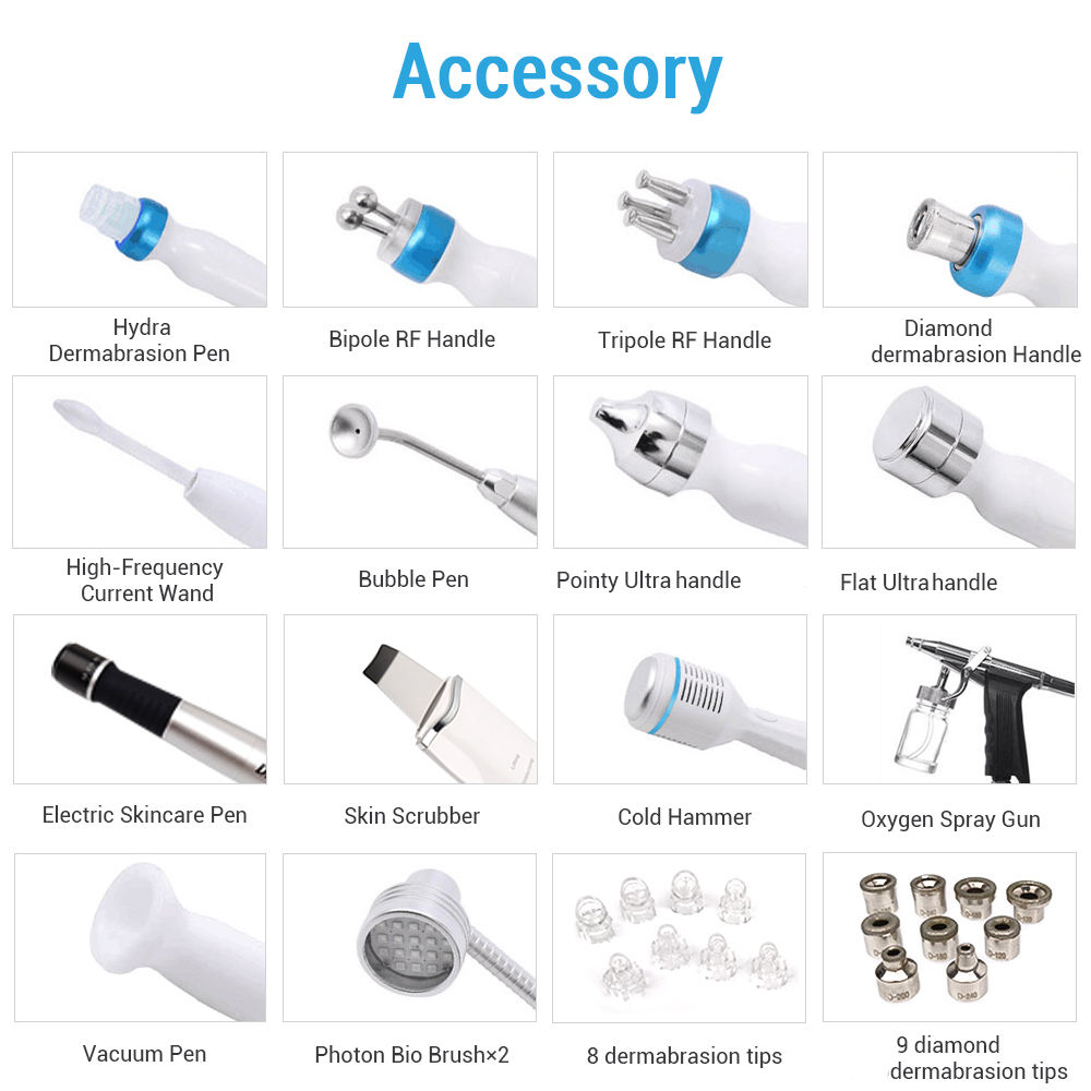 14 IN1 machine Multifunction Beauty Salon Equipments Big Screen Microdermabrasion Facial Skin Care