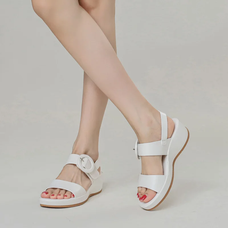 Retro Woman Shoes 2024 Summer Med Beige Heeled Sandals Espadrilles Platform Original Comfort Medium Black Girls Clogs High New