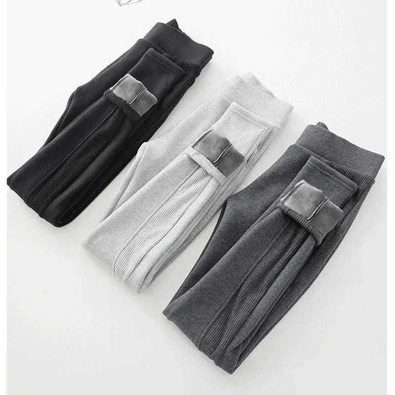 Women Casual thicken Velvet corset Leggings goth Big Hip fitness Sweatpants 2024 Winter streetwera Patchwork warm LeggingsX240914