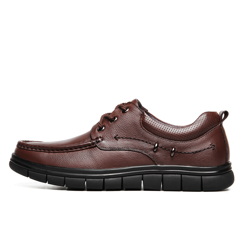 Genuine Leather Men's Casual Shoes Handmade Luxury Brand Lace Up Business Shoes Simple Designer Outdoor Comfy Waking Dress Shoes