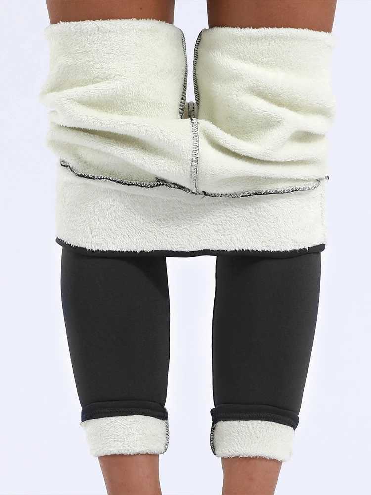 Women Warm Winter Thick Leggings High Waist Black Fleece Leggins for Women Velvet Lamb Wool Pants Cold Resistant Pants FemaleX240914