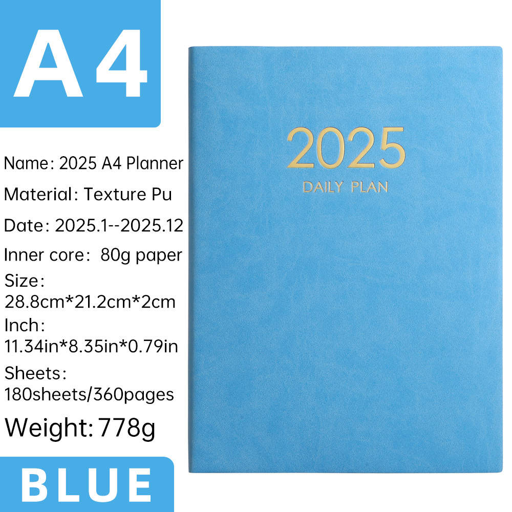 2025 Daily Plan Book, Business Multicolor Hardcover Portable Notepad