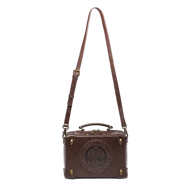 Retro Cross Body Bag for Women Steampunk Official Document Foreskin Leather Shoulder Messenger Square Side Phone Mens Style 240913