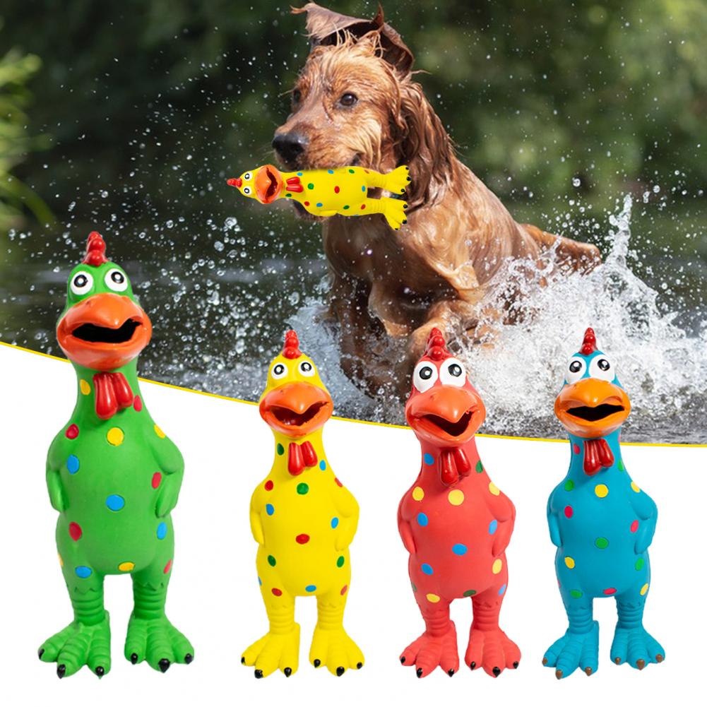 Screaming Squeeze Sound Dog Chewing Training Toy Spotted Latex Chicken Interactive Pet Supplies