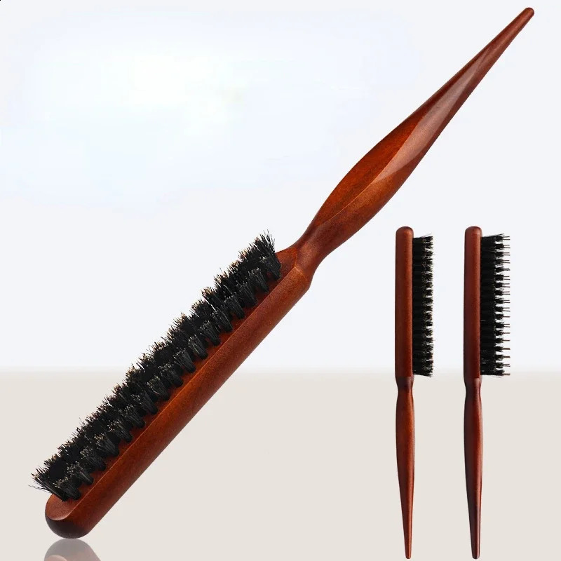 Professional Salon Teasing Back Hair Brushes Boar Bristle Wood Slim Line Comb Hairbrush Hairdressing Styling Tools DIY 240911