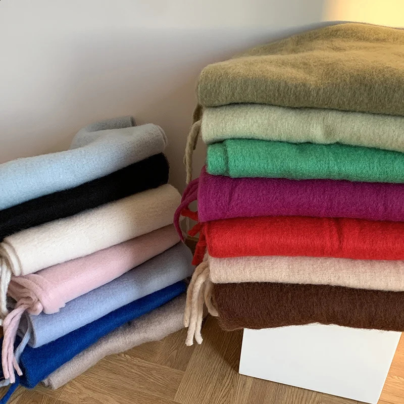 Women Thick Shawl Wraps Scarf Winter Warm Fashion Solid Color Pashmina Scarves Long Tassel Hijab Stoles Bufanda Mujer 240912
