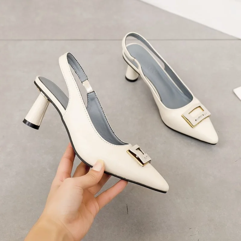 Women High Heels Sandals Sexy Dress Party Shoes Pointed Toe Designer Summer Slippers Female New Fashion Flip Flops Pumps Slides