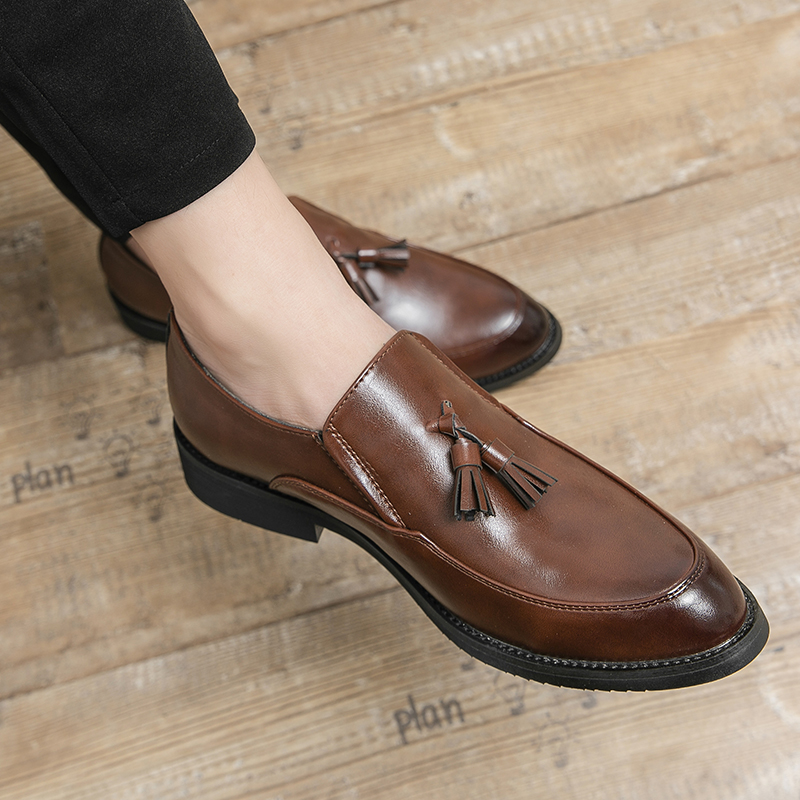 Leather Formal hot High quality merchants Dress Shoes: Black Business Casual Flats for Men's Office