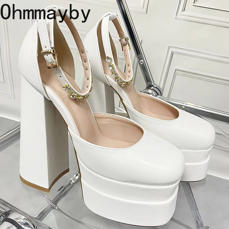 2025 new Club Night CRYSTAL Women Pumps Shoes Fashion Platform Thick High Heel Ladies Sexy Stripper Party Sandals Footwear 4d10