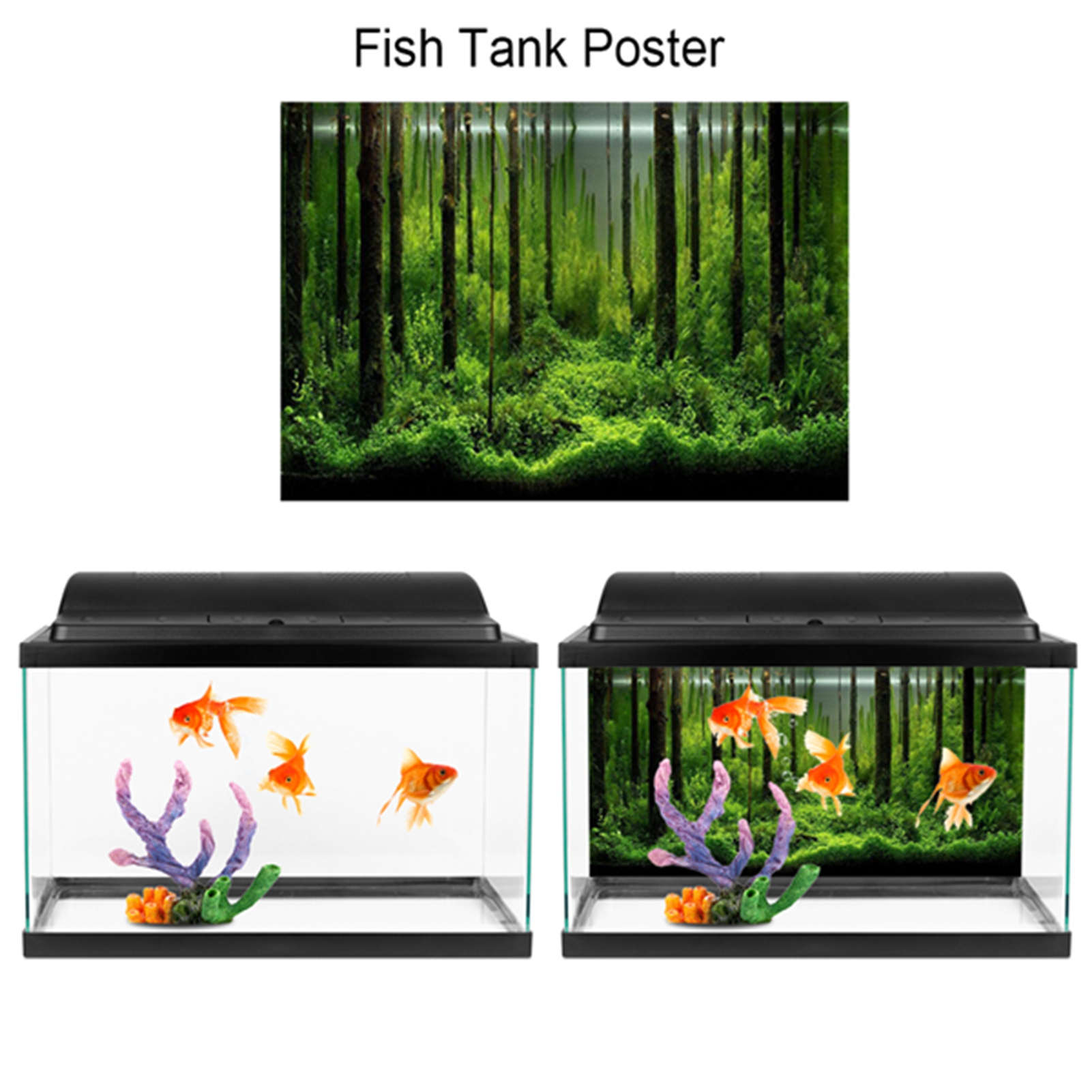 PVC Adhesive Underwater Forest Tank Background Poster Backdrop Decoration Paper