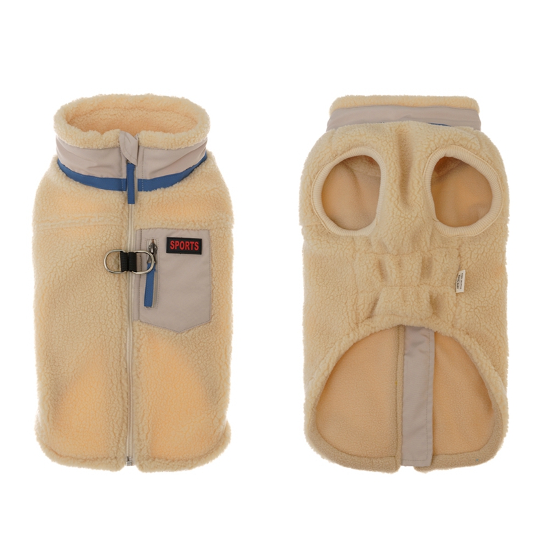 Zip Up Fleece Dog Sweater Warm Dog Jacket with Dual D Ring Leash and Zipper Turtleneck Winter Small Dog Clothes Cat Apparels