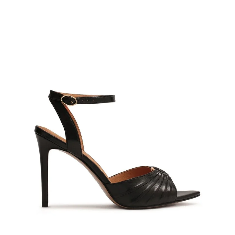 Brand Fashion Fish Mouth Metal Ring Fine Heel Sandals European American Ankle Strap Banquet Simple High-heeled Shoes Size 34-45