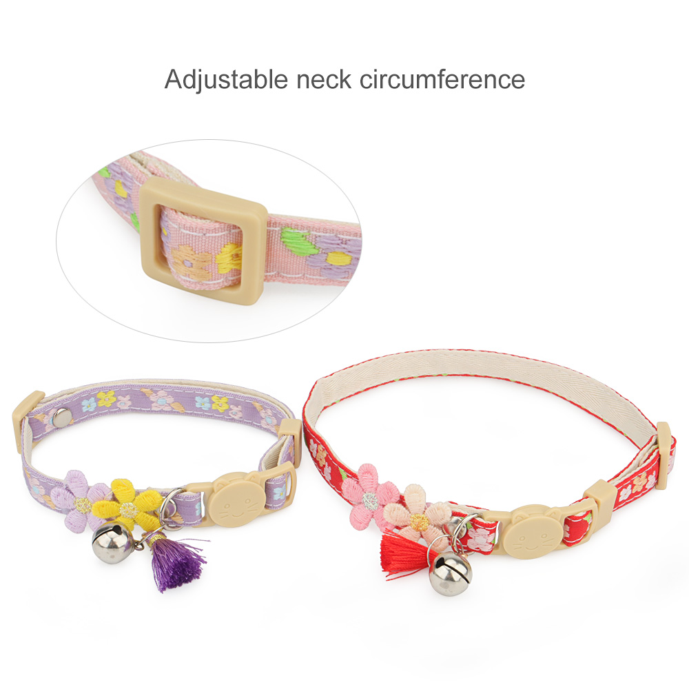 Cat Collar Cute Pet Collars Cat Neck Collar Ornament Flower Decoration with Quick Safety Buckle Adjustable Size Pet Supplies