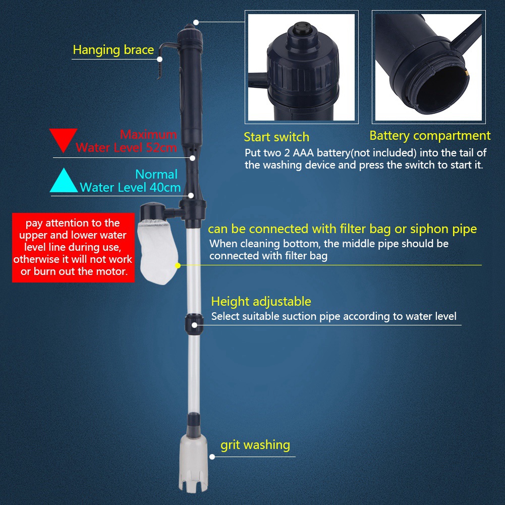Multi-Functional Electric Aquarium Pump Filter, Fish Tank Cleaning Tool, Changing Water