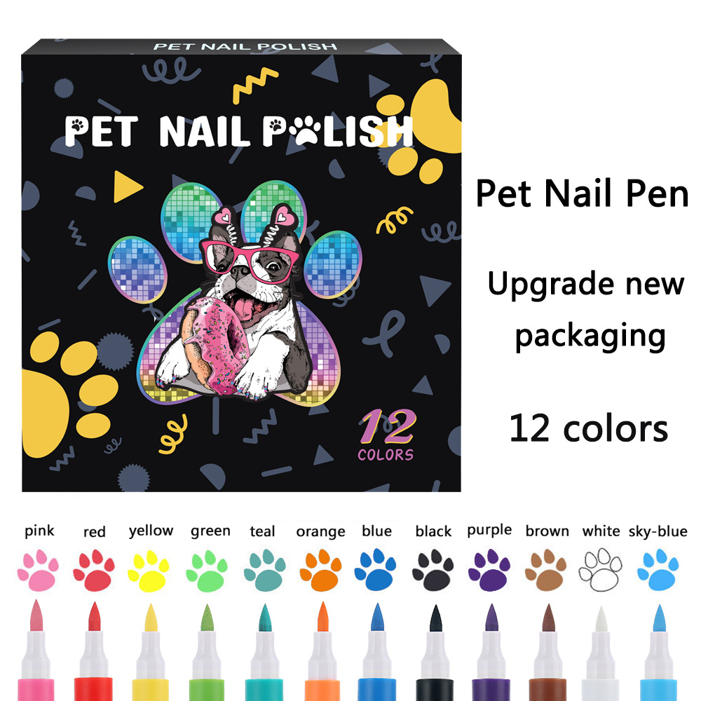 Dog Nail Polish Pen 12 Colors Pet Nail Polish to Create Beautiful Nails with Girl Pets Dog Grooming Quick Dry & Easy to Use