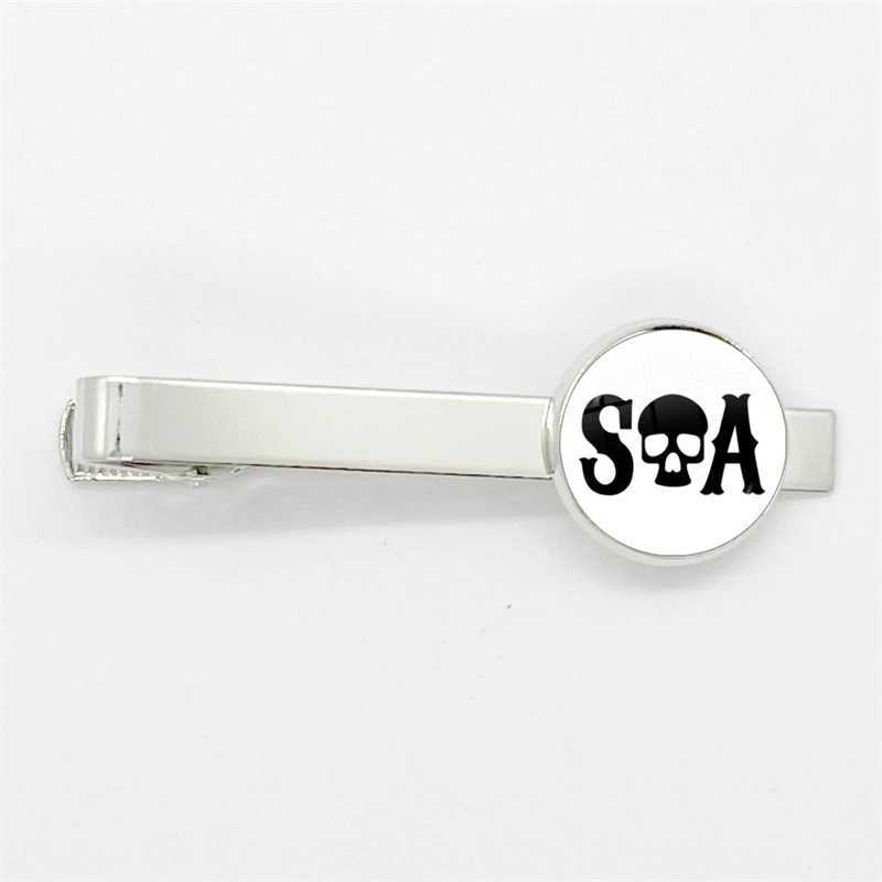 Sons Of Anarchy Tie Clips Freedom Symbol Pendant Keychain Rock Punk Glass Dome Necktie Clip Pin Suit AccessoriesX240914
