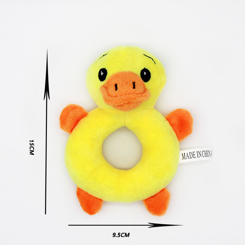 Cute cartoon pet plush chewing bear pig duck shape squeaky animal ring shape small dog cat interactive toy