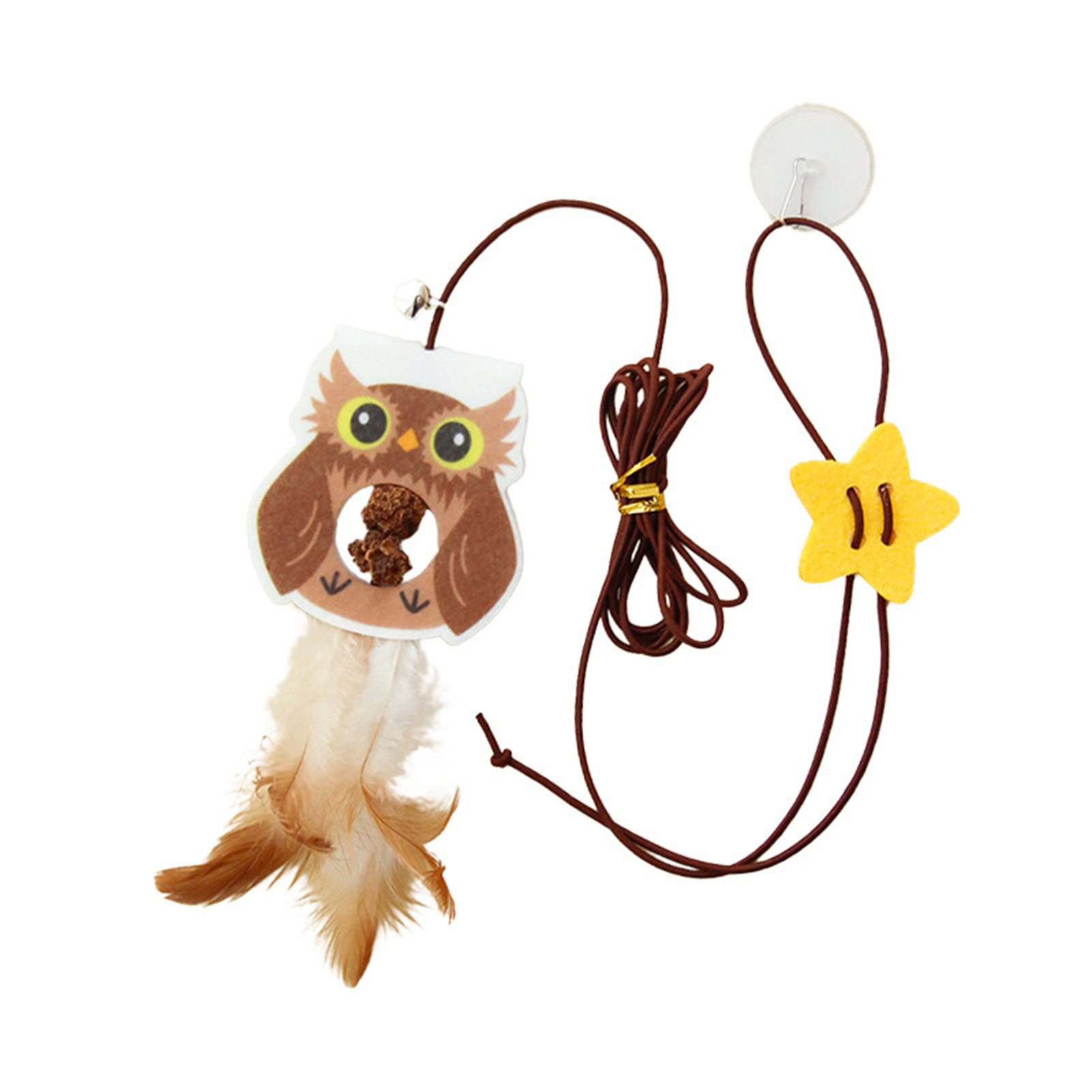 Retractable Cat Feather Toy, Long Elastic Cord Catnip Included, Bright Colors, Hanging Door, Wall Door, 6.6ft