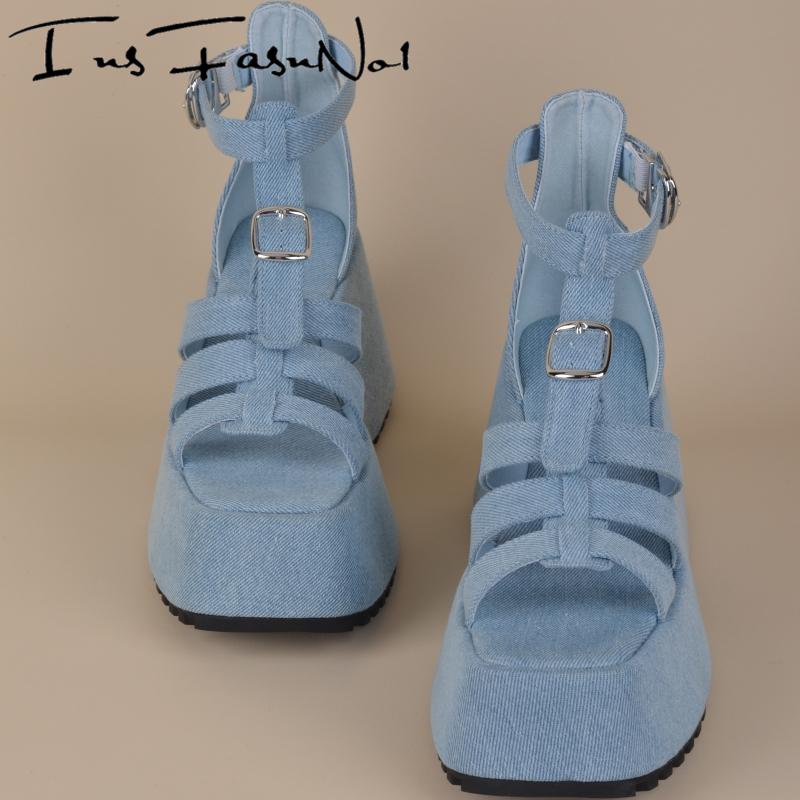 Fashion Thick Bottom High Platform Women Sandals Buckle Strap Increasing All Match Dress Shoes Open Toe Female Modern Sandals