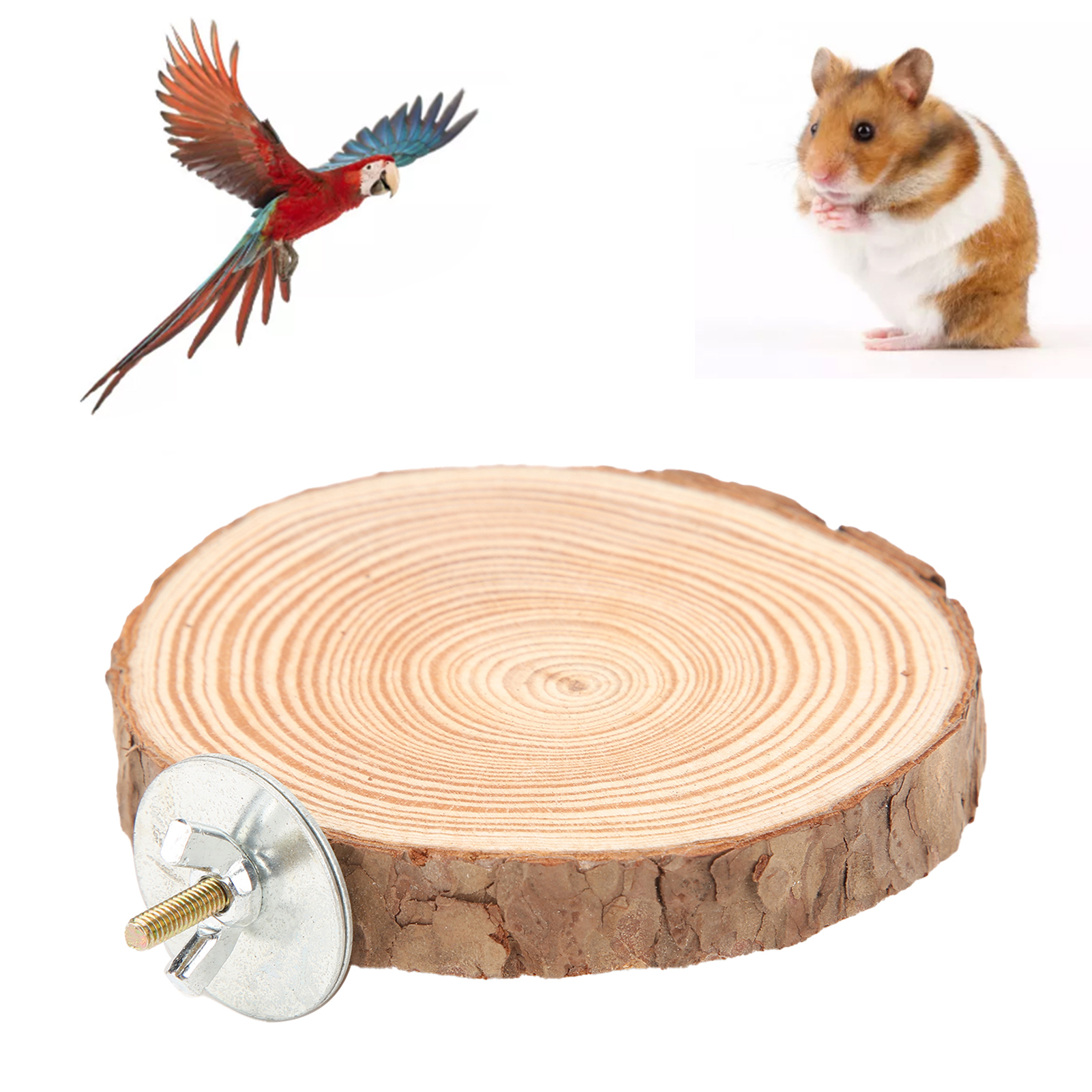 Birds Round Perch Natural Wooden Stand for Cage Birds Parrots Biting Standing Round Natural Wood Stand for Bird