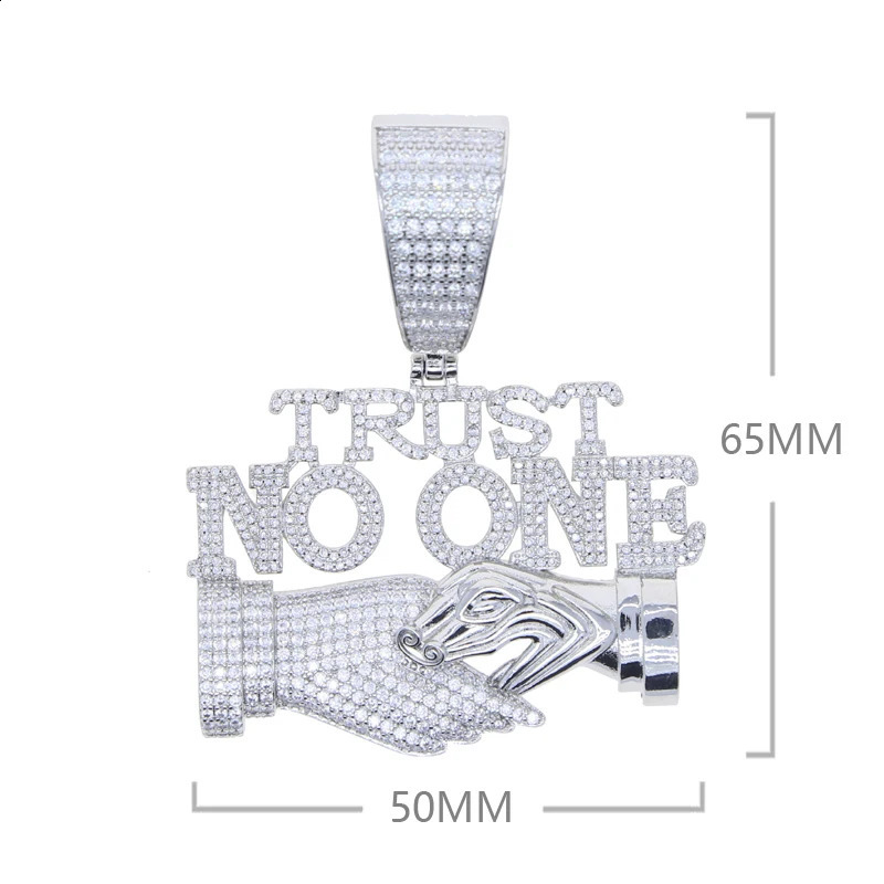 Iced Out Bling Letters No One Pendant Necklace Two tone Color CZ Zircon Swing Arm Charm Mens Hip Hop Jewelry 240912