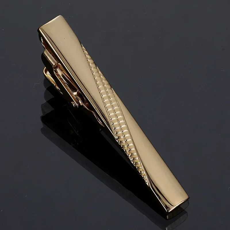 4.5CM Mens Simple Short Gold-color Tie Clip Fashion Pattern Crystal Copper Collar Clips Business Suit Jewelry AccessoriesX240914