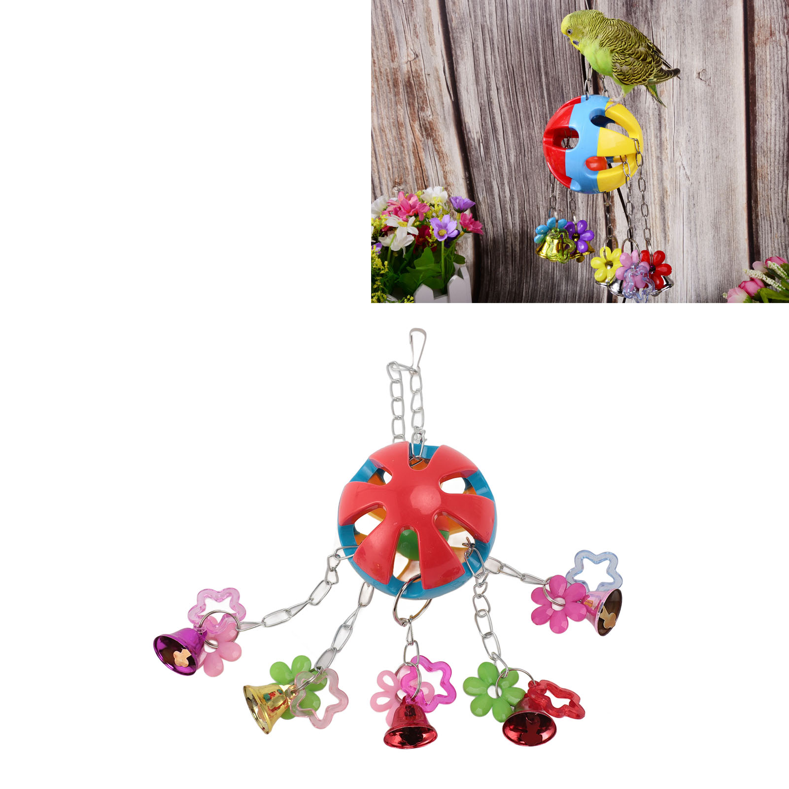 Bite Resistant Plastic Bird Hanging Bell Toys, Anxiety Reduction Cage Toys, Medium and Large Sized Birds
