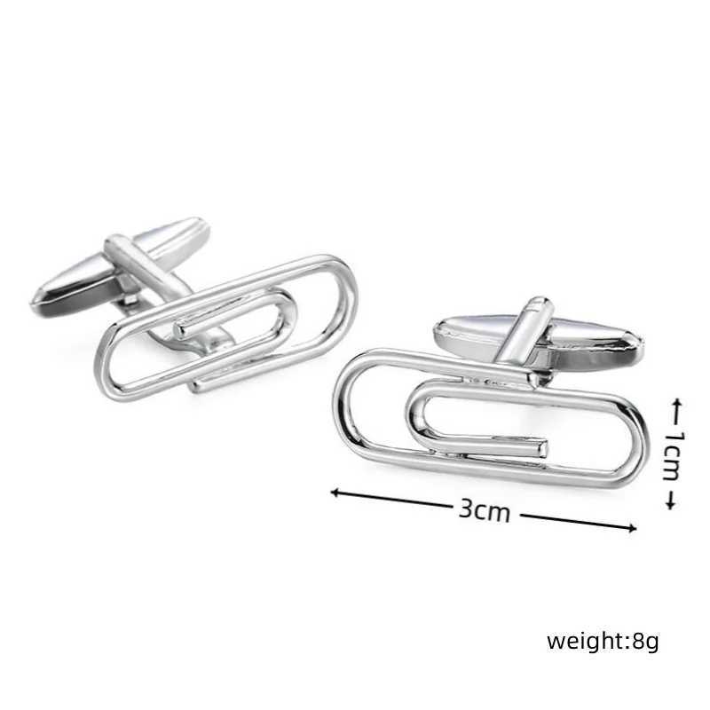 Mens French shirt cufflinks copper material fashionable minimalist clip design paper clip cufflinks jewelry wholesaleX240914