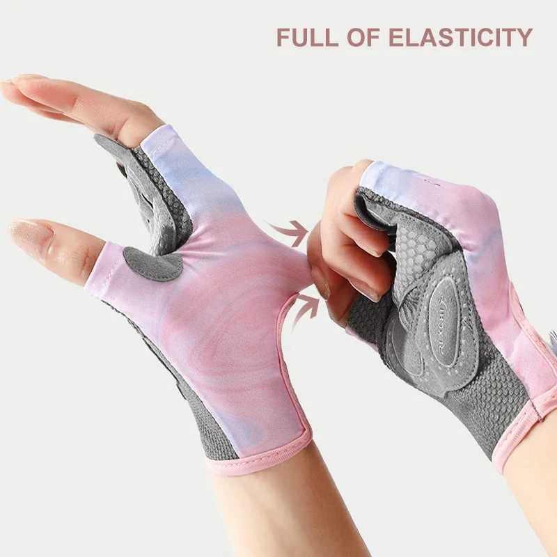 Cycling Gloves Women Fitness Gloves Gym Weightlifting Yoga Bodybuilding Training Thin Breathable Non-slip Half Finger Gloves Y240914