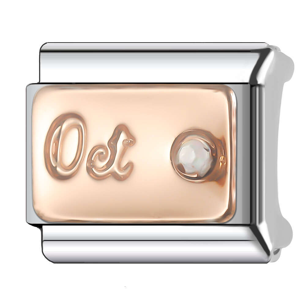 New Women's Gift rose gold month birthday Bead Italian Charms Links Bangle Beads Fit 9mm Stainless Steel Bracelet Making DIY For Women Fashion Je