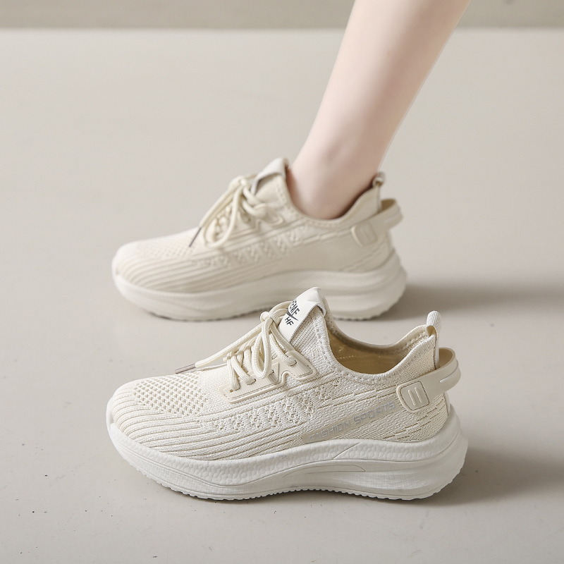 Spring Green Mesh Breathable Sneakers Sports Air Cushion Lace-up Flat Casual Shoes Women Outdoors Fashion Slip on Walking Shoes