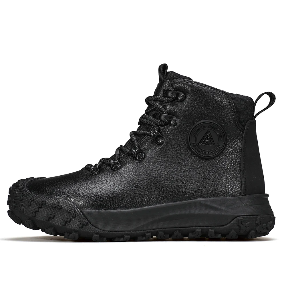 HUMTTO New Leather Shoes for Men Winter Warm Wool Hiking Boots Outdoor Camping Men's Sports Shoes Non-slip Trekking Sneakers Man