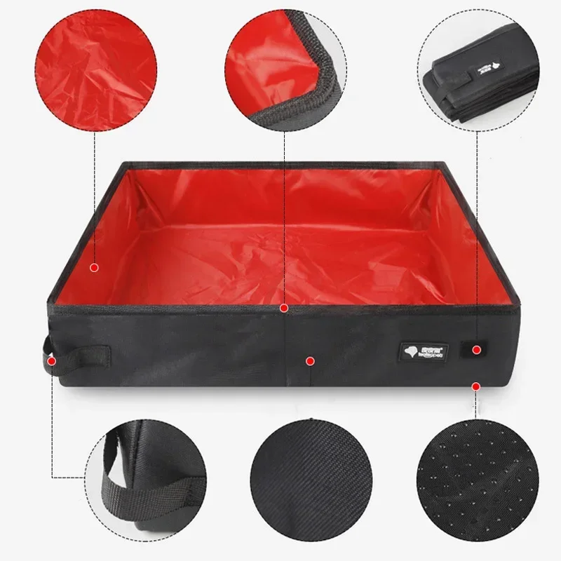 Folding Cats Litter Box Portable Travel Pet Litter Pan Lightweight Foldable Dog Toilet Tray Waterproof Lining Leak Easy to Clean