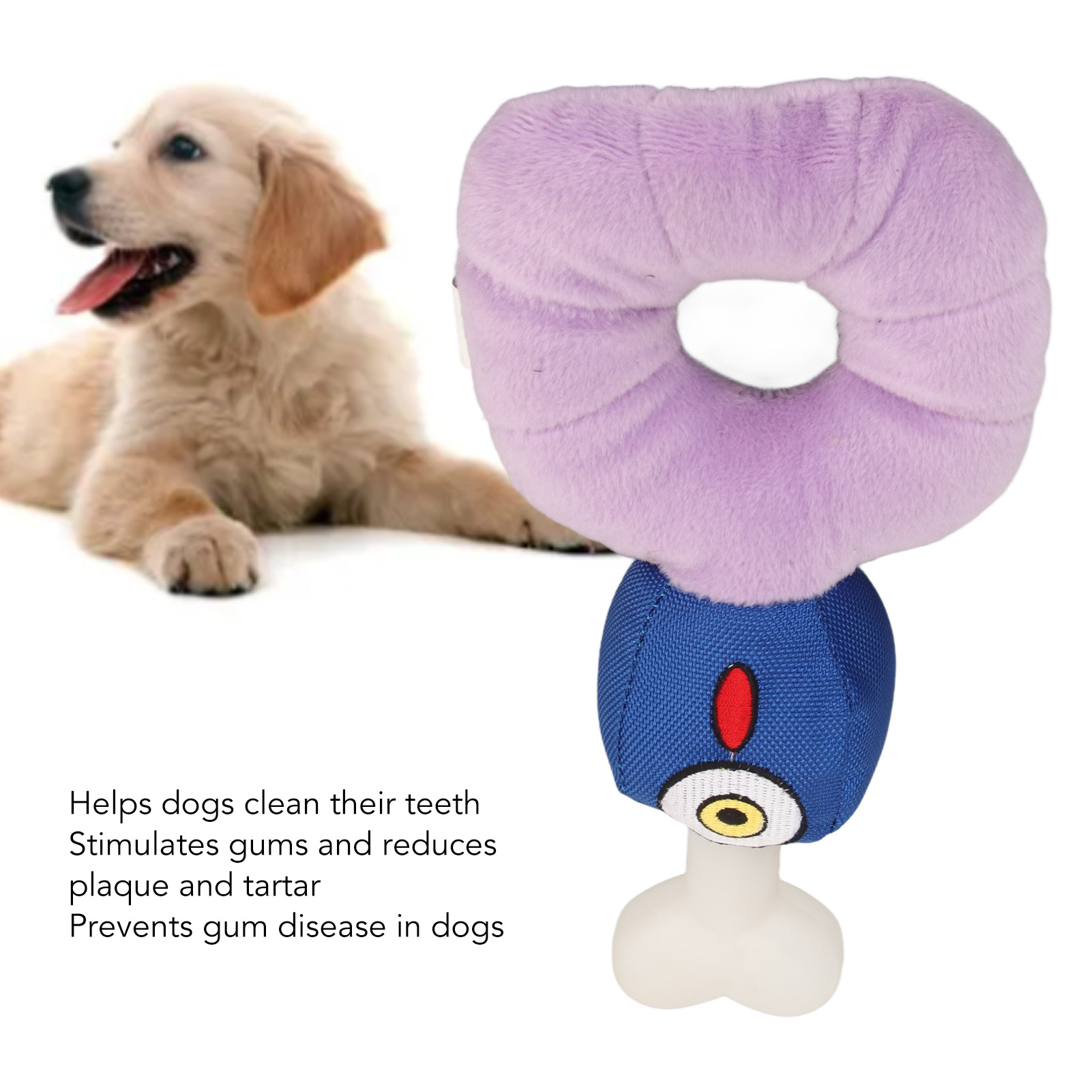 Dog Squeaky Plush Toy Teeth Cleaning Interactive Soft Skin Friendly Stuffed Pet Chewing Toy For Puppy