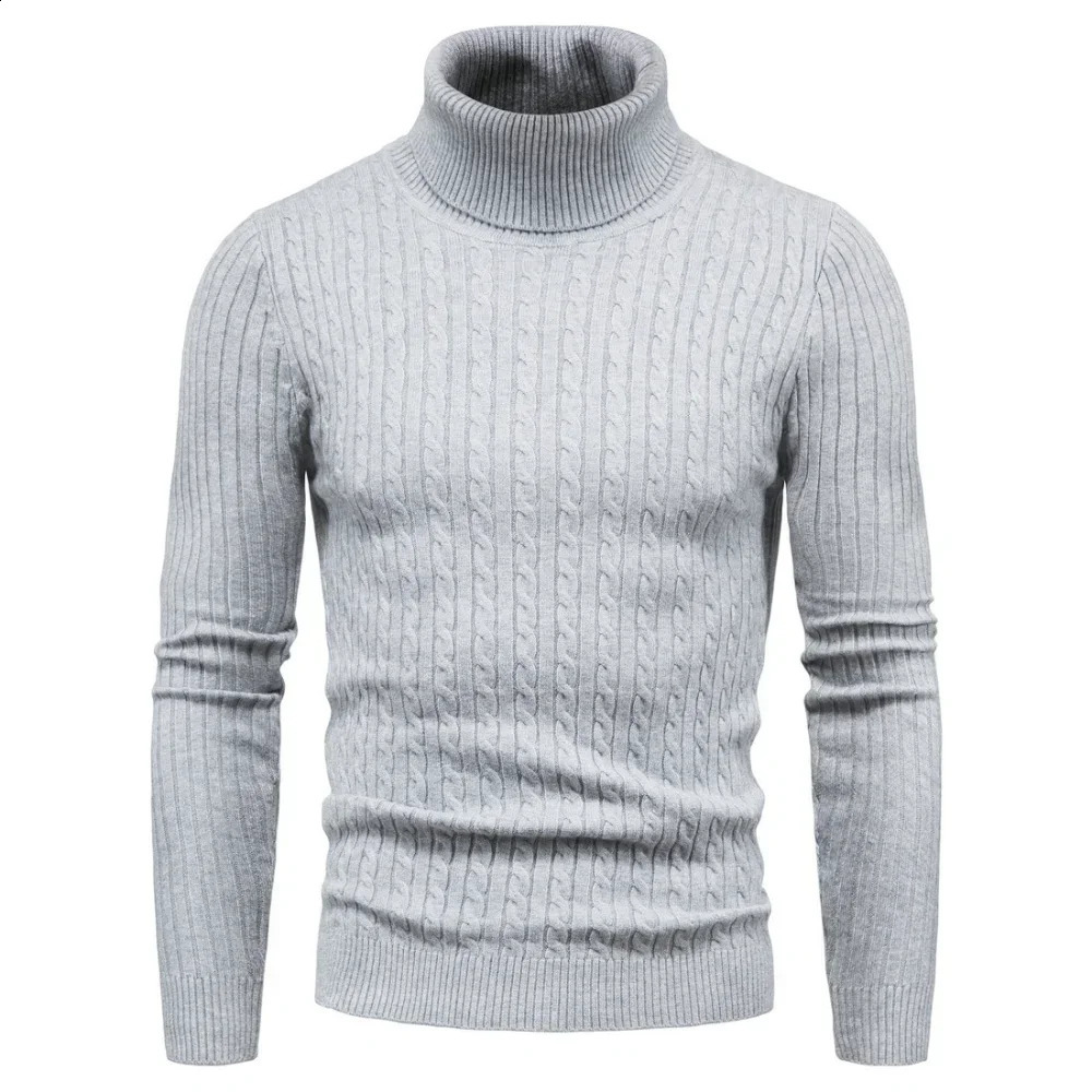 Autumn and Winter Turtle Neck Warm Fashion Solid Color Sweater Mens Ultra Thin Lanhua Knitted Bottom 240906