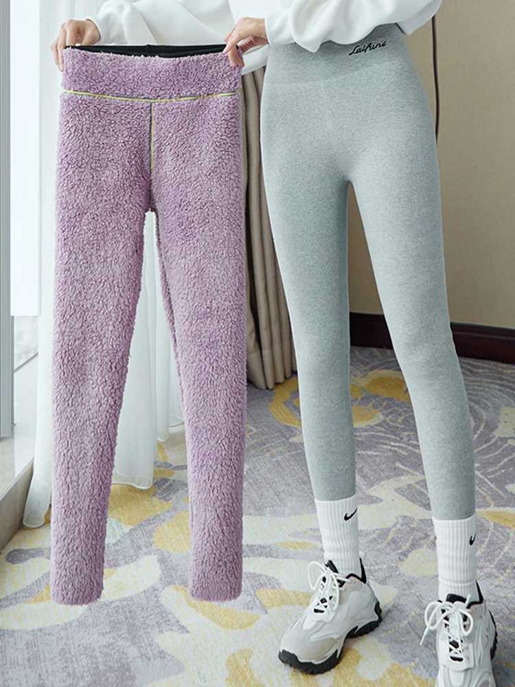 Thicken Leggings Women Threaded Slim Winter Warm Thick Legging High Waist Elastic Fleece Thermo Leggings Woman Casual TightsX240914