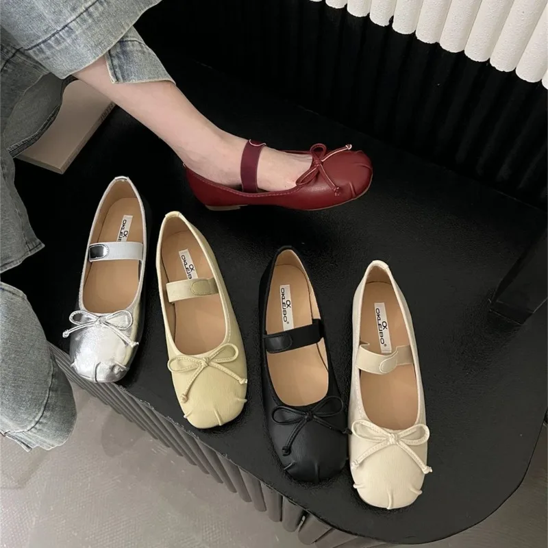Casual Woman Flat Shoes Soft Round Toe Shallow Mouth Spring Ballet Flats Female Footwear New Solid Ballerinas Dress Loafers Shoe