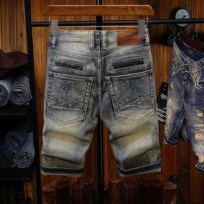 Summer Luxury Mens Clothing Vintage Blue Jeans Cowboy Korean Denim Knee Length Jeans Mens Casual Streetwear Mens Denim ShortsX240914