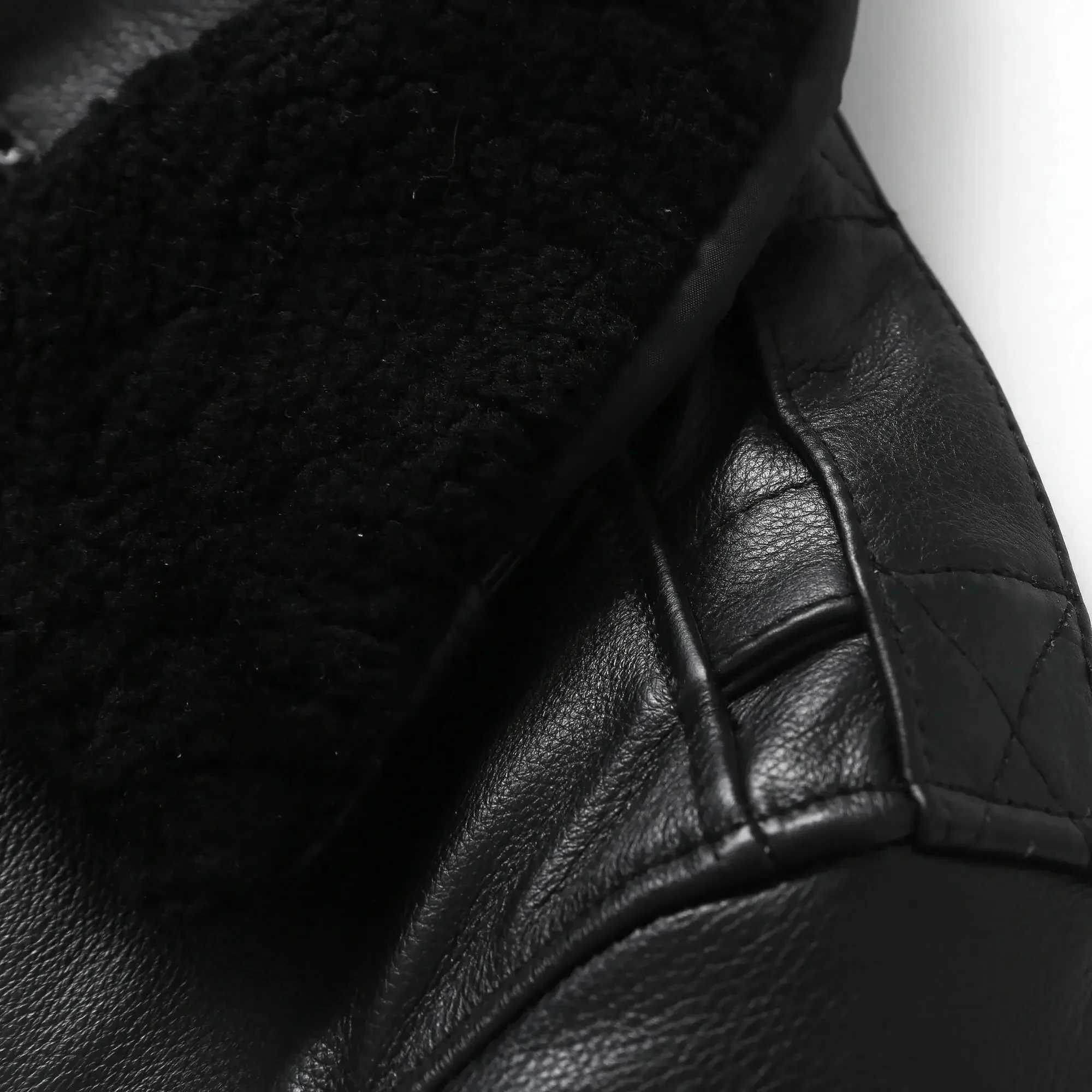 Mens Leather Jacket Quilted 100% Natural Cowboy and Fur Collar Flight Coat Pilot Clothing Winter Warmth Asian Size S-7XL M609 W240914