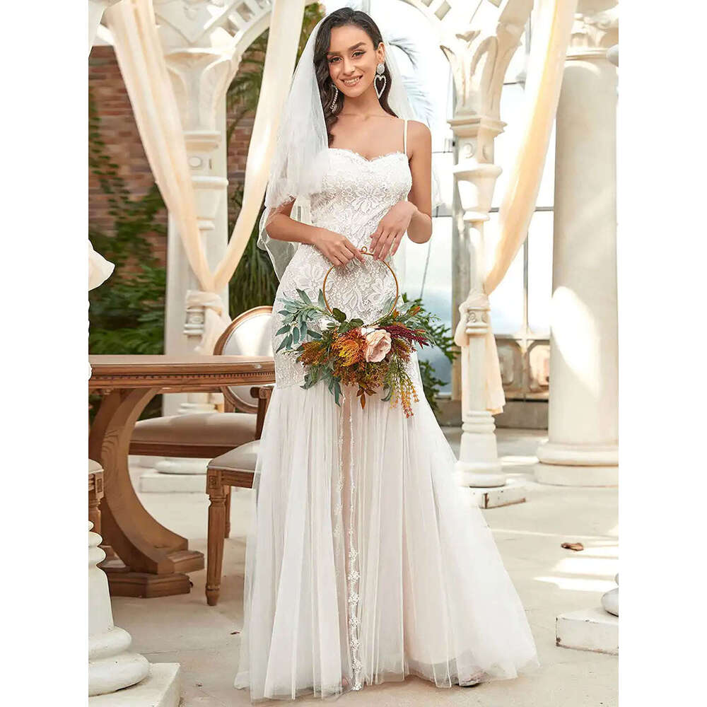 Dresses Mermaid Elegant Spaghetti Strap Appliques Lace Backless Or Length Princess Bride Wedding Dress Custom Made